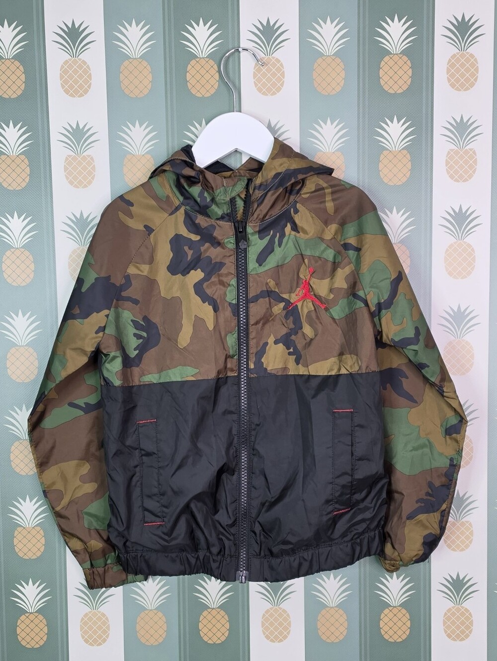 Nike Kids' Camo Hooded Rain Jacket - Green/Brown/Black